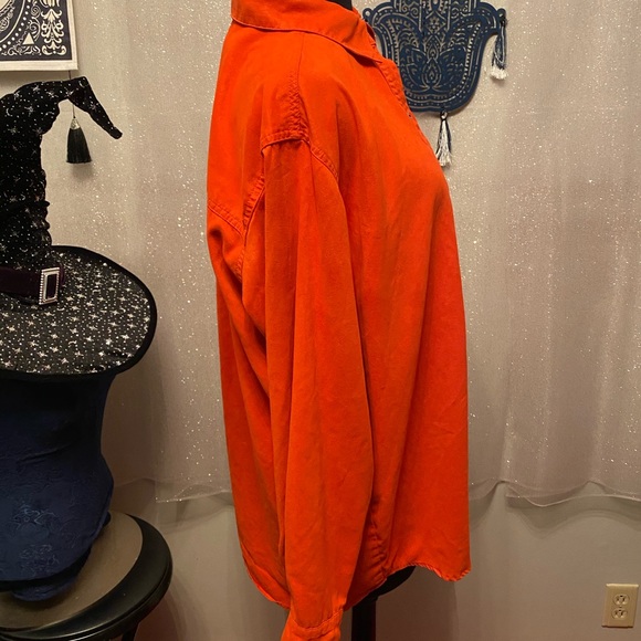 Large Vintage Orange Faux Leather Button Down - Picture 2 of 6
